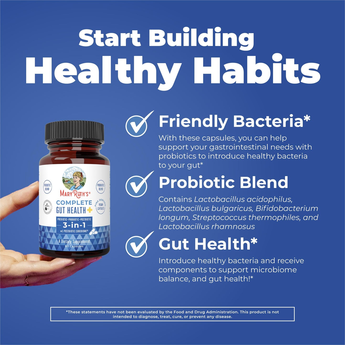 MARYRUTH'S Complete Gut Health+ Capsules | 5 Probiotic Blend | Butyrate | Corebiome® | Vegan Gut Support | Support Gastrointestinal Health & Microbiome - PrimeBioHealth - canada supplements