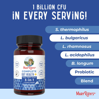 MARYRUTH'S Complete Gut Health+ Capsules | 5 Probiotic Blend | Butyrate | Corebiome® | Vegan Gut Support | Support Gastrointestinal Health & Microbiome - PrimeBioHealth - canada supplements