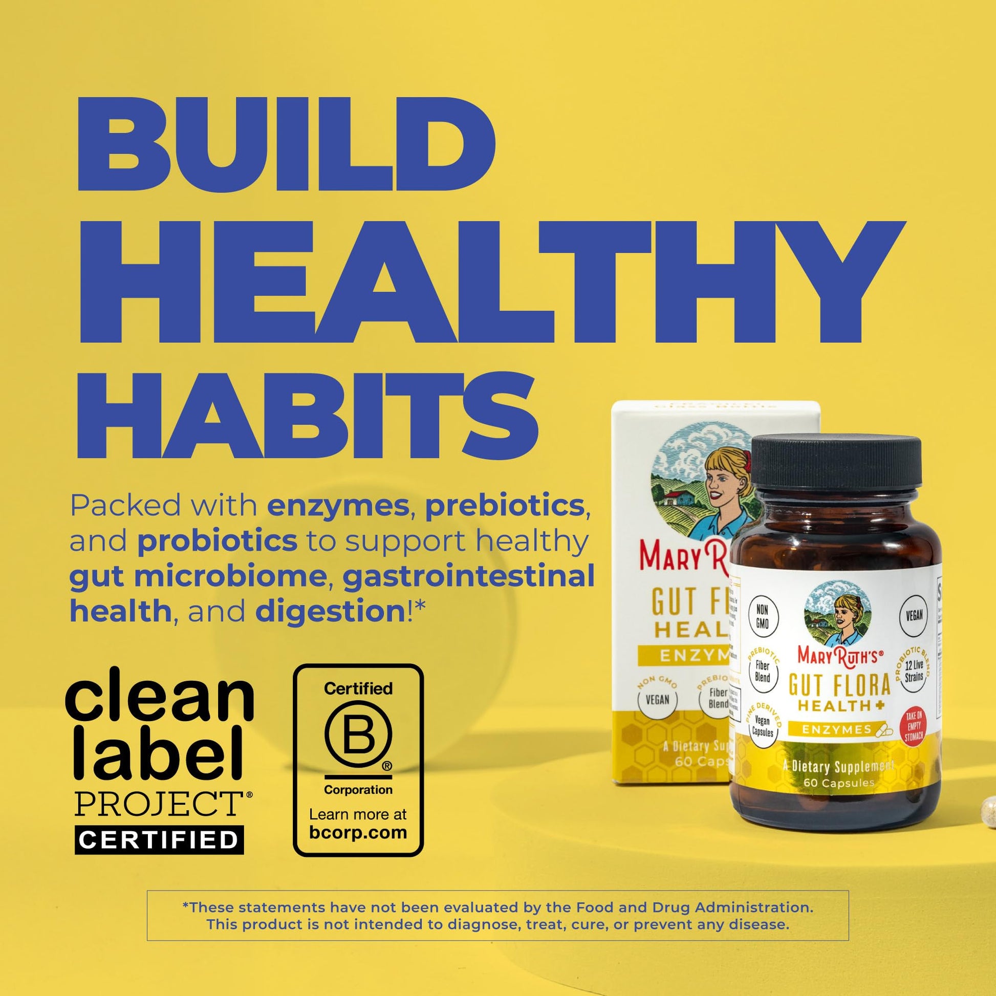 MaryRuth’s Gut Flora Health+ Enzymes | Prebiotic & Probiotic Digestive Enzymes for Healthy Gut Biome & Digestive Support | Gastrointestinal Health | CLP Certified - PrimeBioHealth - canada supplements