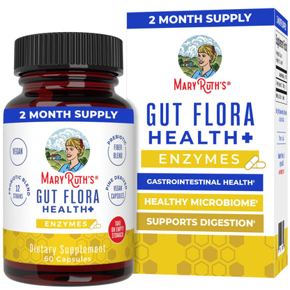 MaryRuth’s Gut Flora Health+ Enzymes | Prebiotic & Probiotic Digestive Enzymes for Healthy Gut Biome & Digestive Support | Gastrointestinal Health | CLP Certified - PrimeBioHealth - canada supplements