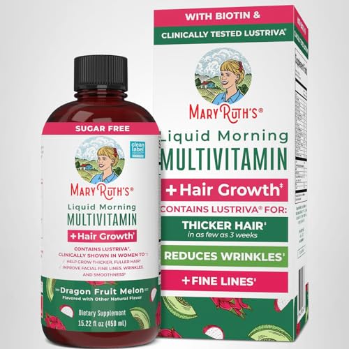 MARYRUTH'S Liquid Multivitamin + Hair Growth | Biotin 10000mcg | Lustriva Hair Growth Supplement | Clinically Tested in Women for Thicker Hair - PrimeBioHealth - canada supplements