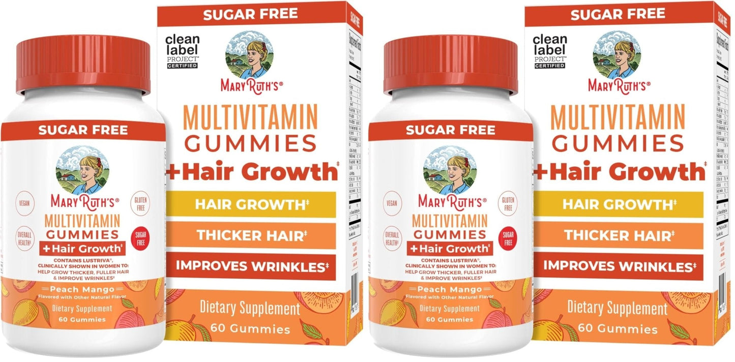 MaryRuth's Multivitamin + Hair Growth Gummies | with Lustriva® | Biotin 10000mcg | B Vitamins | Formulated for Thicker Hair, Wrinkles, Fine Lines, Skin Care | Ages 18+ | 30 Servings - PrimeBioHealth - canada supplements