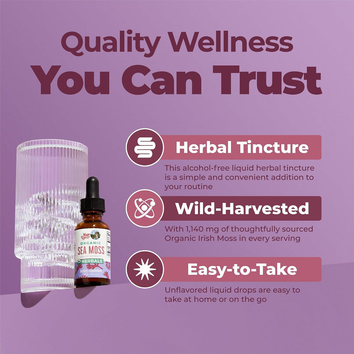 MARYRUTH'S Organic Irish Sea Moss Liquid Drops | Chondrus Crispus | Wild Harvested | Organic Irish Moss Formulated for Adults & Kids Ages 14+ | Unflavored | Sugar Free | Vegan | Non-GMO | 1 Fl Oz - PrimeBioHealth - canada supplements