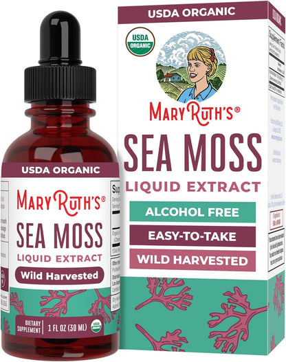 MARYRUTH'S Organic Irish Sea Moss Liquid Drops | Chondrus Crispus | Wild Harvested | Organic Irish Moss Formulated for Adults & Kids Ages 14+ | Unflavored | Sugar Free | Vegan | Non-GMO | 1 Fl Oz - PrimeBioHealth - canada supplements