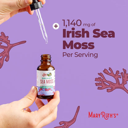 MARYRUTH'S Organic Irish Sea Moss Liquid Drops | Chondrus Crispus | Wild Harvested | Organic Irish Moss Formulated for Adults & Kids Ages 14+ | Unflavored | Sugar Free | Vegan | Non-GMO | 1 Fl Oz - PrimeBioHealth - canada supplements