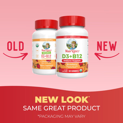 MARYRUTH'S Organic Vitamin D3 + B12 Gummies for Ages 4+ | Bone Health | Immune Support | Energy Metabolism | Cognitive Function | Vegan | Non-GMO - PrimeBioHealth - canada supplements