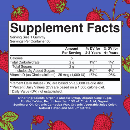 MARYRUTH'S Organic Vitamin D3 Gummies | 1000 IU | USDA Organic | Immune Support| Bone Health | Muscle Function | for Adults & Kids Ages 2+ - PrimeBioHealth - canada supplements