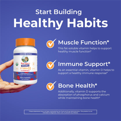 MARYRUTH'S Organic Vitamin D3 Gummies | 1000 IU | USDA Organic | Immune Support| Bone Health | Muscle Function | for Adults & Kids Ages 2+ - PrimeBioHealth - canada supplements