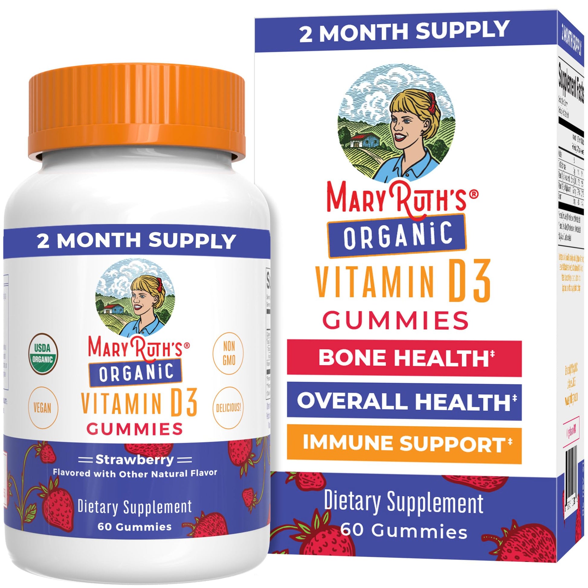 MARYRUTH'S Organic Vitamin D3 Gummies | 1000 IU | USDA Organic | Immune Support| Bone Health | Muscle Function | for Adults & Kids Ages 2+ - PrimeBioHealth - canada supplements