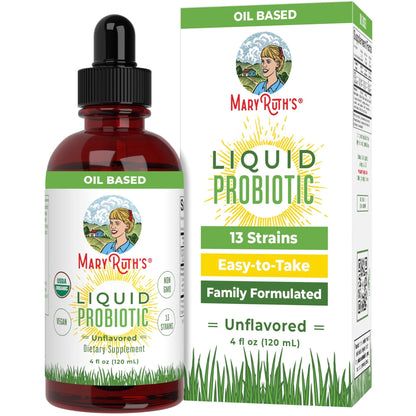 MARYRUTH'S Organics Liquid Probiotic for Ages 4+ | 2 Billion CFU | 13 Probiotic Strains | Gut Health & Digestive Support | Gas & Bloating Support | Vegan | Gluten Free | Travel-Friendly | 40 Servings - PrimeBioHealth - canada supplements
