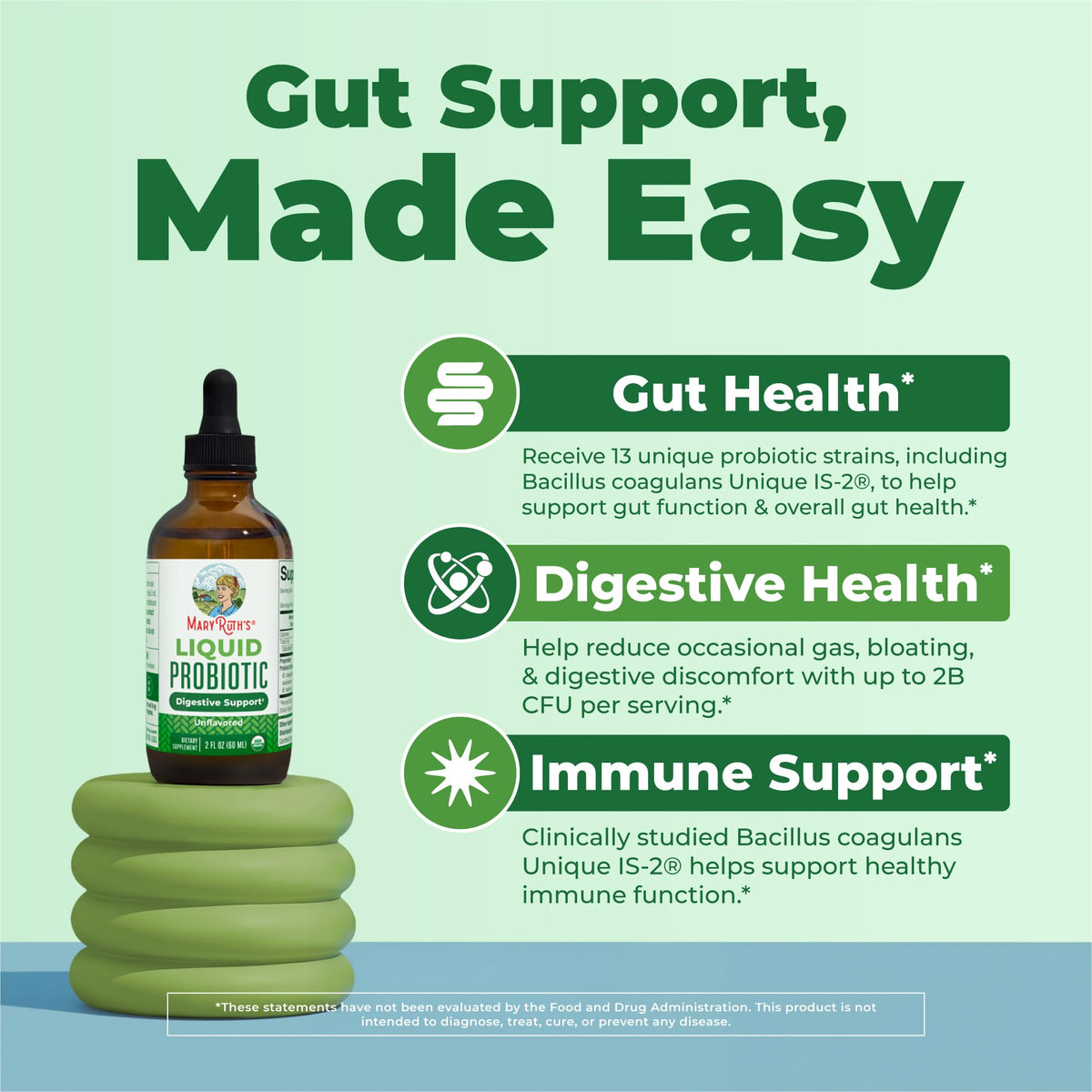 MARYRUTH'S Organics Liquid Probiotic for Ages 4+ | 2 Billion CFU | 13 Probiotic Strains | Gut Health & Digestive Support | Gas & Bloating Support | Vegan | Gluten Free | Travel-Friendly | 40 Servings - PrimeBioHealth - canada supplements