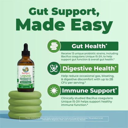 MARYRUTH'S Organics Liquid Probiotic for Ages 4+ | 2 Billion CFU | 13 Probiotic Strains | Gut Health & Digestive Support | Gas & Bloating Support | Vegan | Gluten Free | Travel-Friendly | 40 Servings - PrimeBioHealth - canada supplements