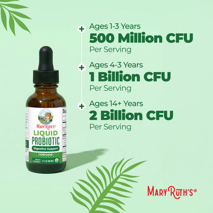 MARYRUTH'S Organics Liquid Probiotic for Ages 4+ | 2 Billion CFU | 13 Probiotic Strains | Gut Health & Digestive Support | Gas & Bloating Support | Vegan | Gluten Free | Travel-Friendly | 40 Servings - PrimeBioHealth - canada supplements