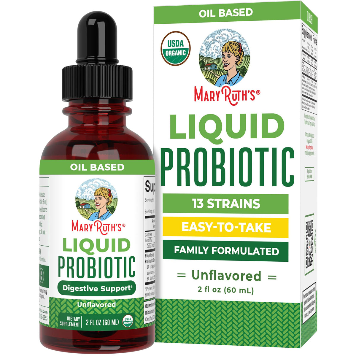 MARYRUTH'S Organics Liquid Probiotic for Ages 4+ | 2 Billion CFU | 13 Probiotic Strains | Gut Health & Digestive Support | Gas & Bloating Support | Vegan | Gluten Free | Travel-Friendly | 40 Servings - PrimeBioHealth - canada supplements
