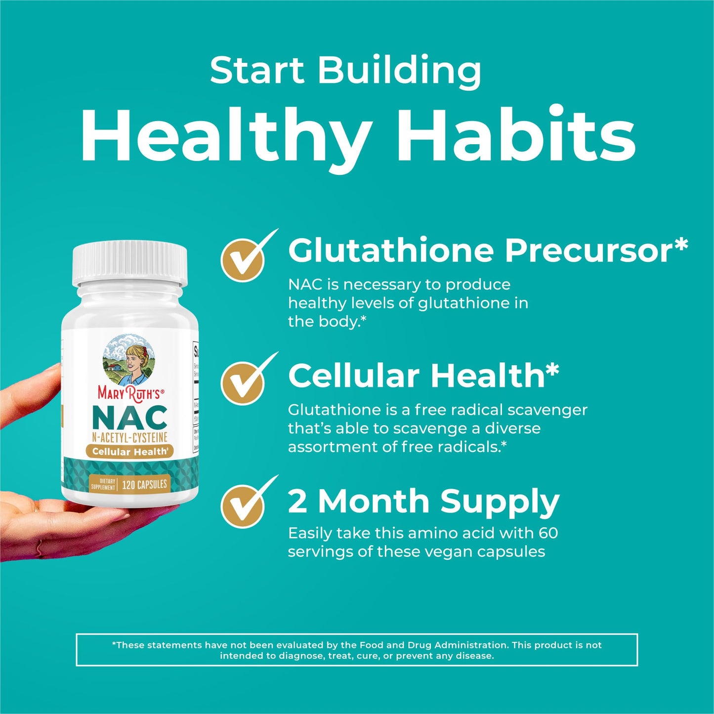 MARYRUTH'S Organics NAC Supplement N-Acetyl Cysteine | 2 Month Supply | NAC 1000mg per Serving | Vegan Capsules | Gluthamine Precursor | Amino Acid - PrimeBioHealth - canada supplements