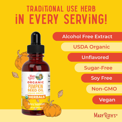 MARYRUTH'S Organics Pumpkin Seed Oil Cold Pressed | 2 Month Supply | USDA Organic Pumpkin Seed Liquid Drops for Men and Women | Urinary Health in Men - PrimeBioHealth - canada supplements