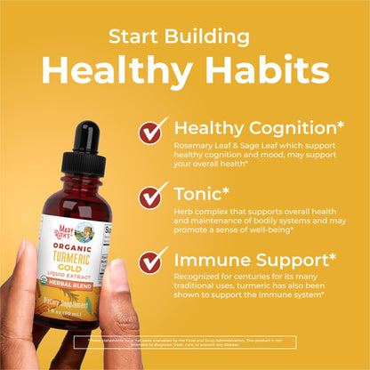 MARYRUTH'S Organics USDA Turmeric Gold Liquid Drops | Herbal Blend | Turmeric Curcumin | Black Pepper | Cassia Cinnamon Bark | Ginger Root | Immune Support - PrimeBioHealth - canada supplements