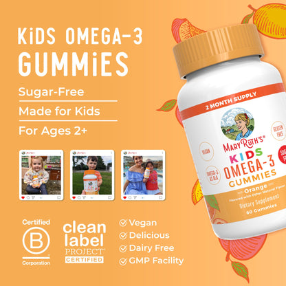 MARYRUTH'S Vegan Omega 3 Gummies for Kids 2+, 2 Month Supply, Sugar Free, Omega 3 Supplement with Vitamin C, Flaxseed Oil, Immune Support - PrimeBioHealth - canada supplements