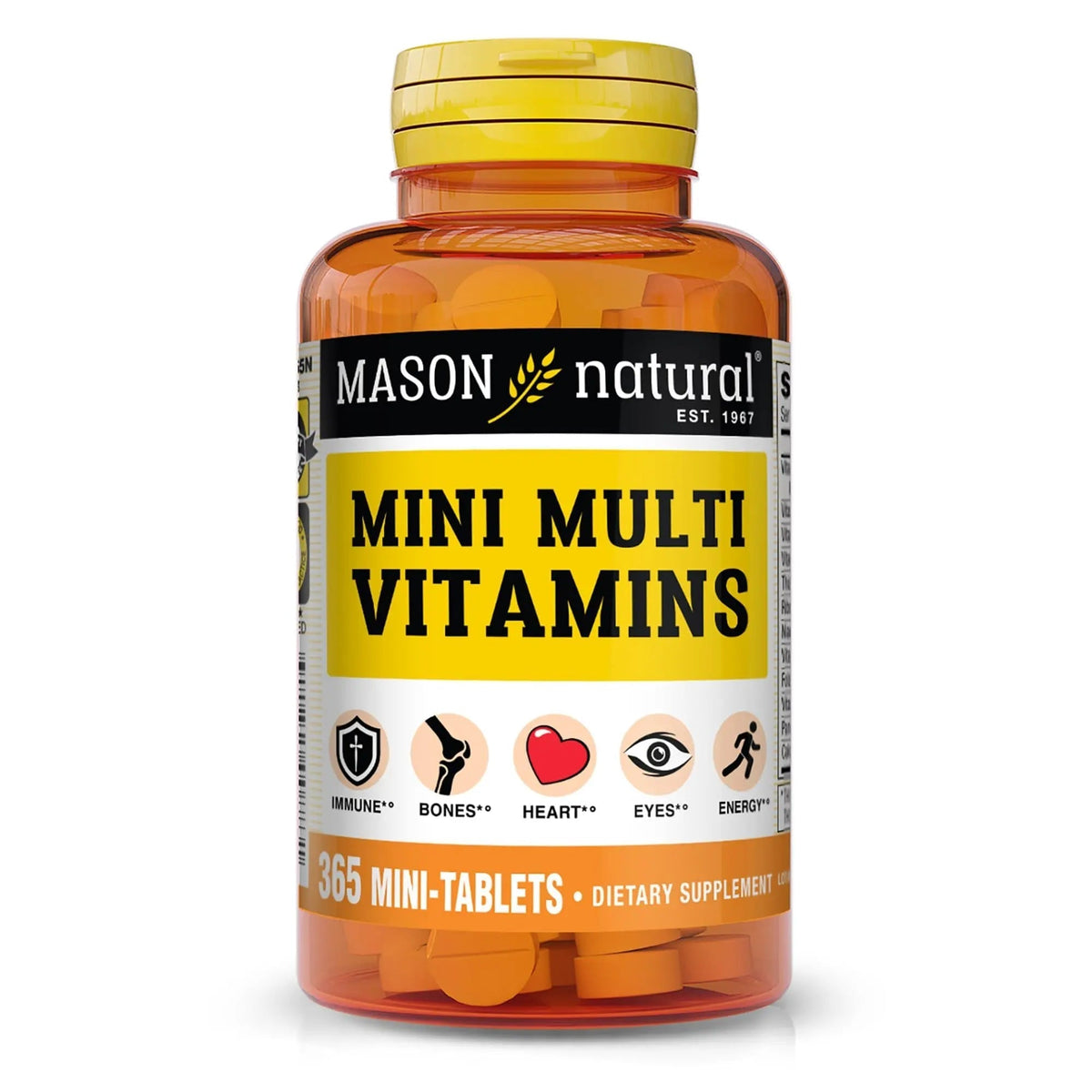 MASON NATURAL Mini Multi Vitamins, Vitamins A, C, D3, E, B1, B2, B3, B6, B12, Folate and Calcium for Overall Health, 1 Year Supply - PrimeBioHealth - canada supplements