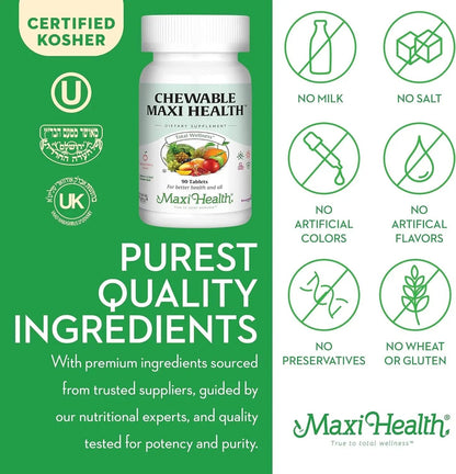 Maxi Health Chewable Multivitamin for Kids, Teens and Adults - Cherry Chewable Vitamins for Adults & Children - PrimeBioHealth - canada supplements