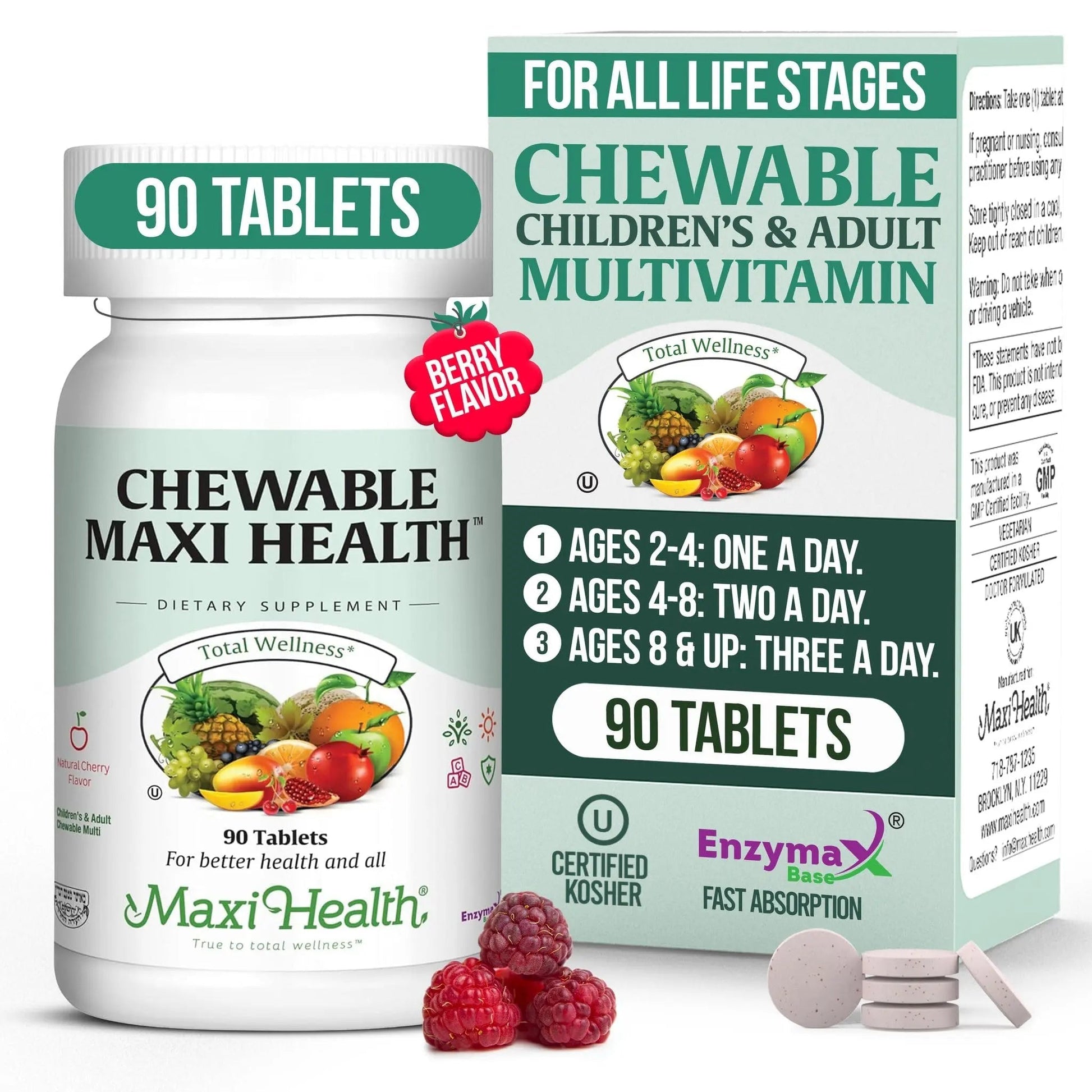 Maxi Health Chewable Multivitamin for Kids, Teens and Adults - Cherry Chewable Vitamins for Adults & Children - PrimeBioHealth - canada supplements