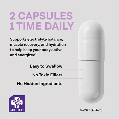 MD. Life Potassium Magnesium Supplement - 90 Capsules - Magnesium Potassium Supplement - High Absorption Complex - PrimeBioHealth - canada supplements