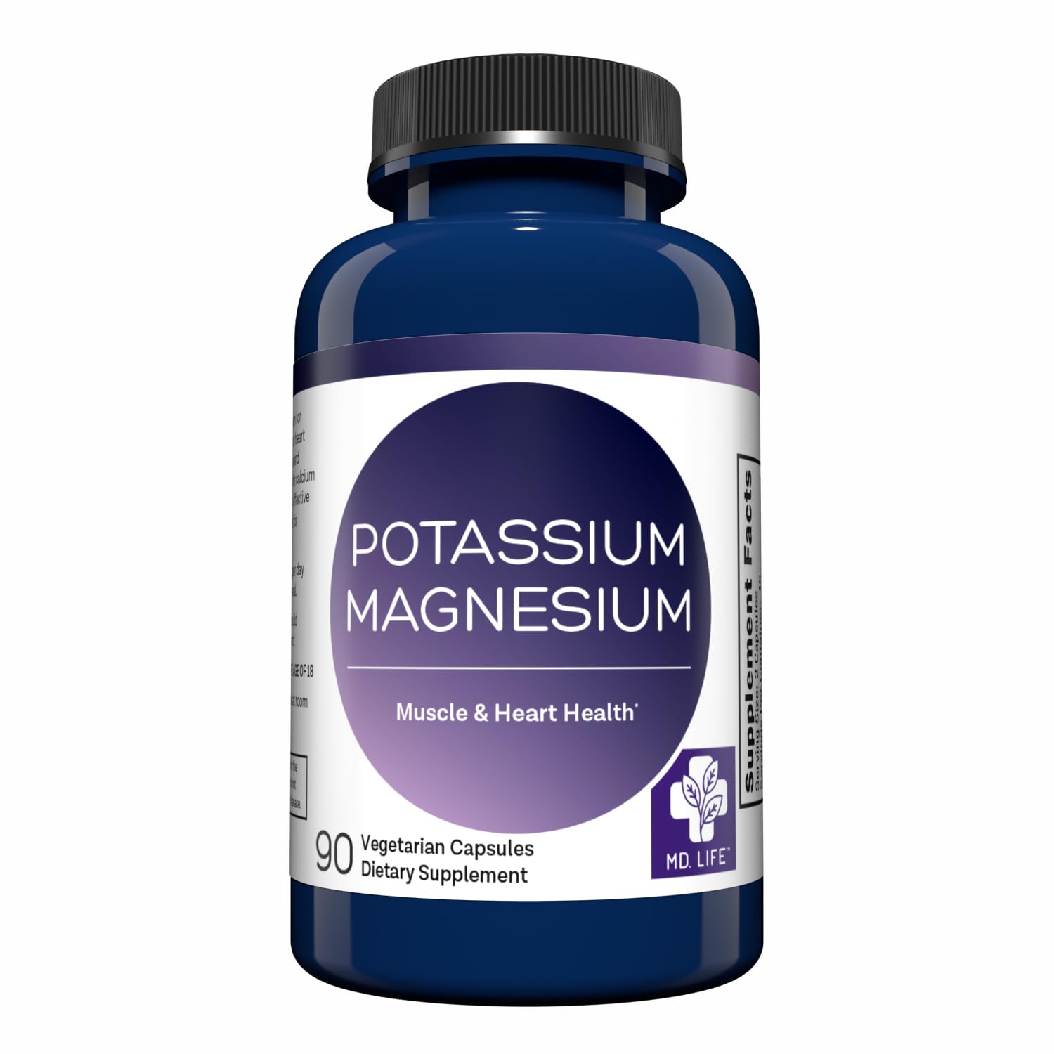 MD. Life Potassium Magnesium Supplement - 90 Capsules - Magnesium Potassium Supplement - High Absorption Complex - PrimeBioHealth - canada supplements