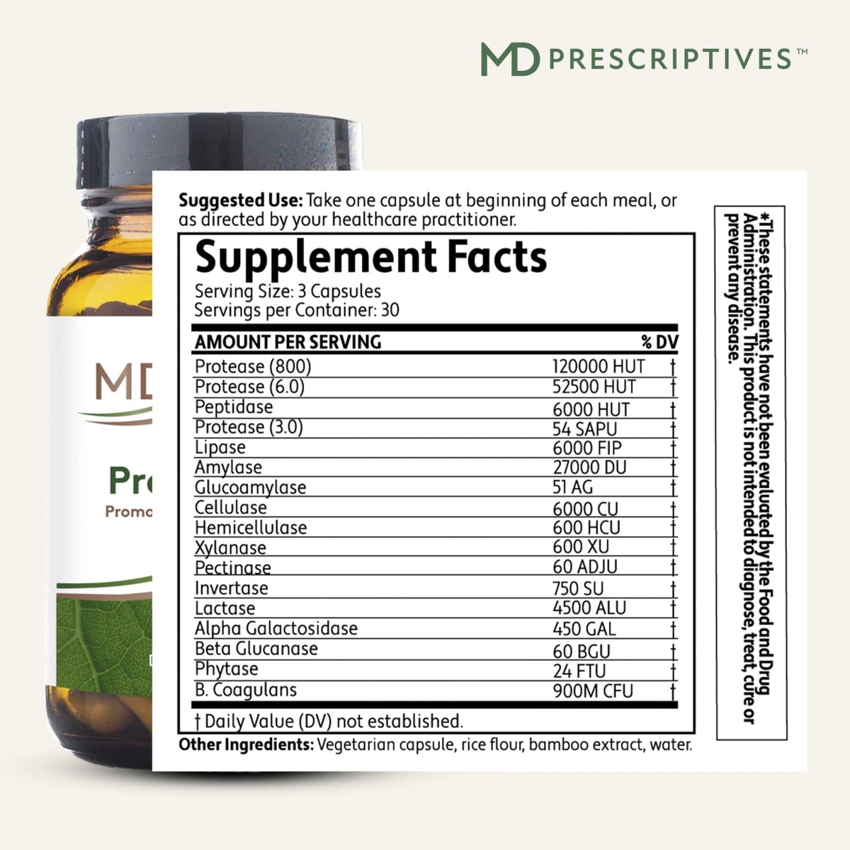MD Prescriptives - ProbioZyme - Vegetarian Digestive Enzymes - Supplement for Digestive & Gut Health - 90 Capsules - PrimeBioHealth - canada supplements