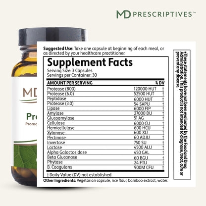 MD Prescriptives - ProbioZyme - Vegetarian Digestive Enzymes - Supplement for Digestive & Gut Health - 90 Capsules - PrimeBioHealth - canada supplements