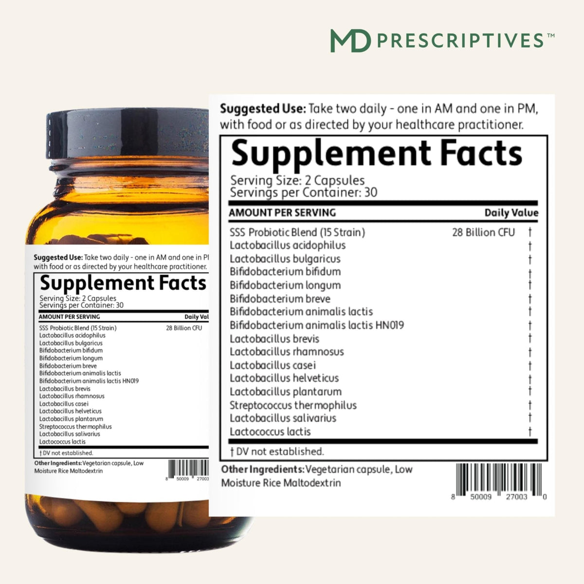 MD Prescriptives - PureBiotic - Probiotic Dietary Supplement for Digestive & Gut Health - 60 Capsules - PrimeBioHealth - canada supplements