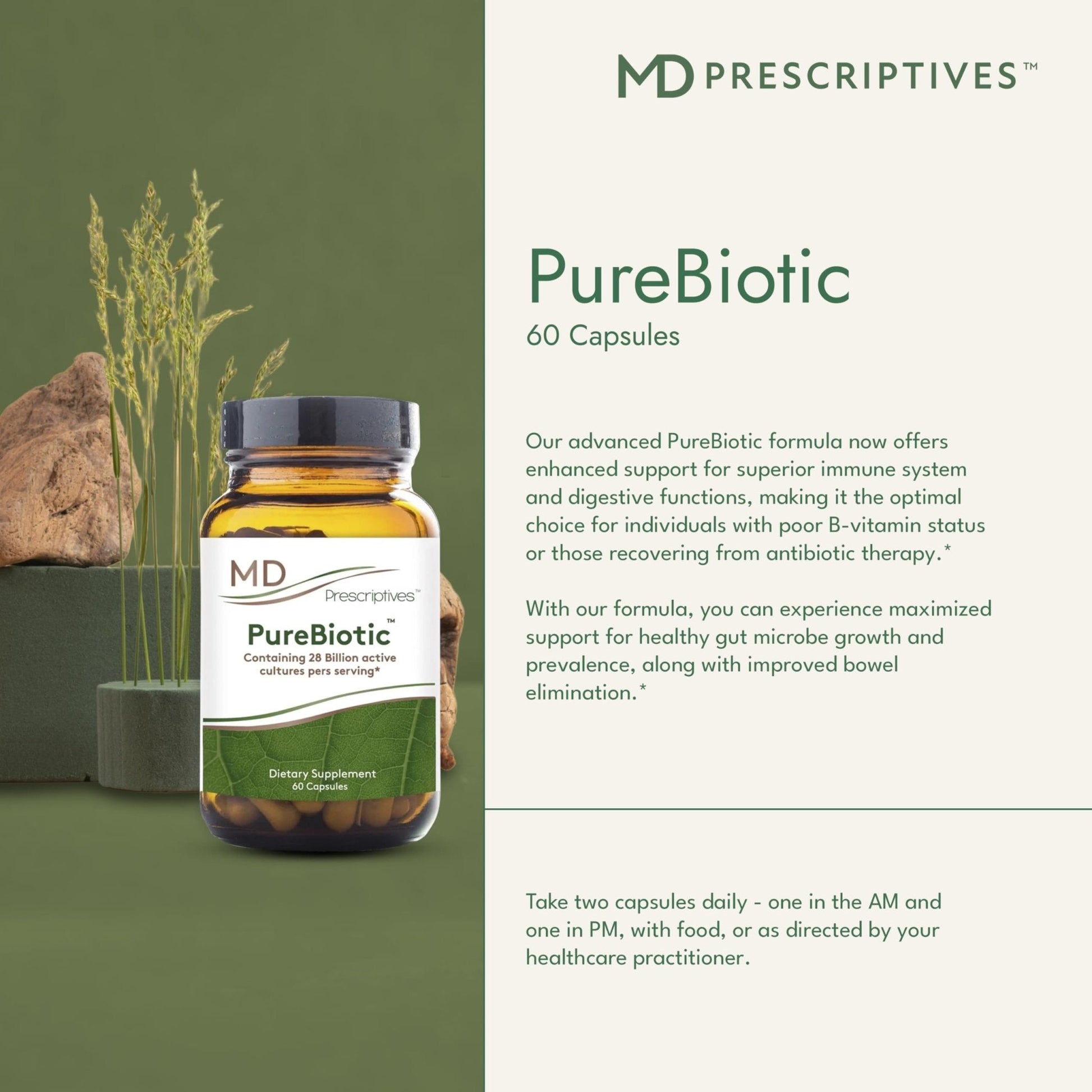 MD Prescriptives - PureBiotic - Probiotic Dietary Supplement for Digestive & Gut Health - 60 Capsules - PrimeBioHealth - canada supplements