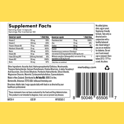 me today Energise Supplement Super B Vitamin B Complex for Men & Women - B6, B12 with Vitamin C, Zinc, Ashwagandha and Siberian Ginseng - PrimeBioHealth - canada supplements