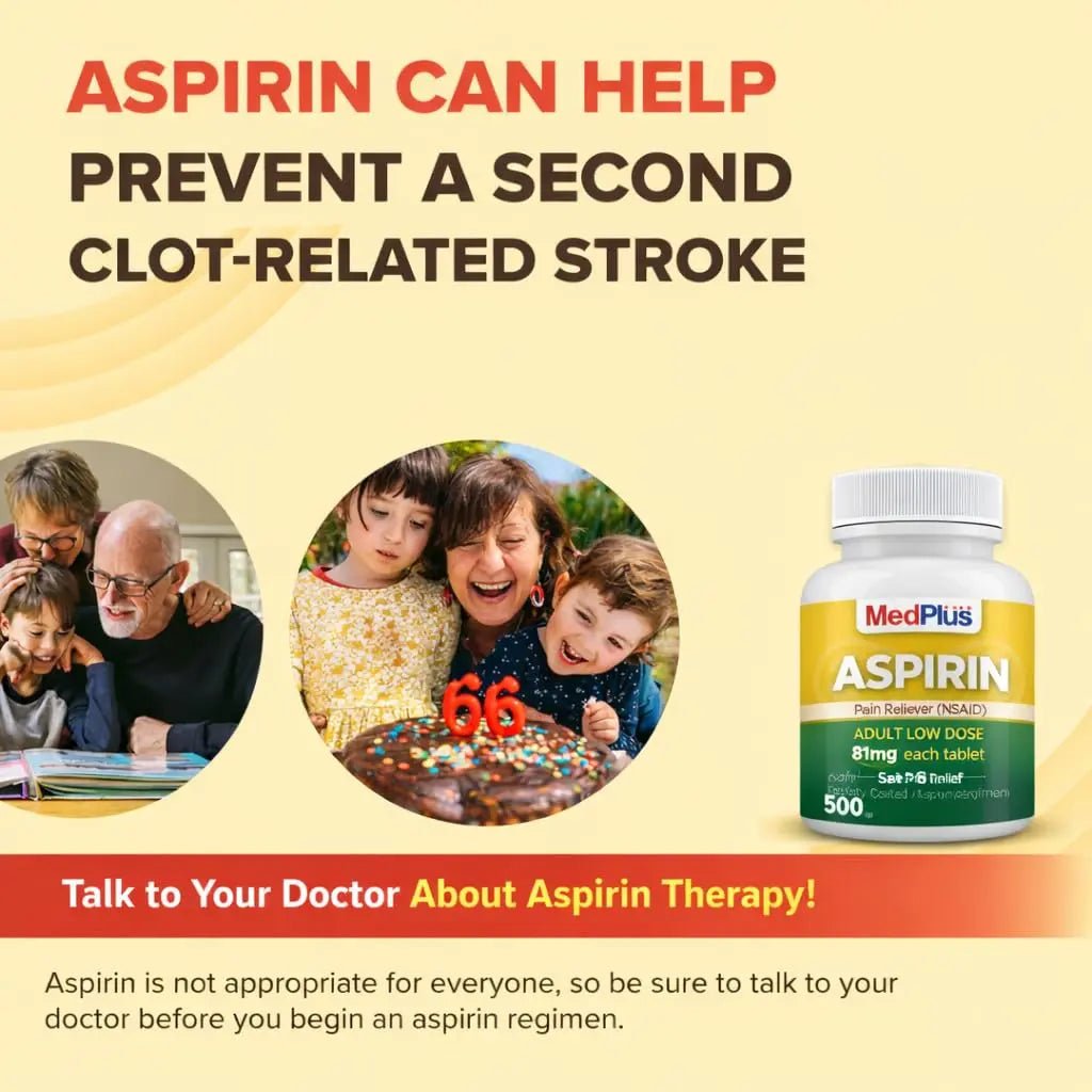 MedPlus Low Dose Aspirin 81 mg - 500 Tablets | Enteric Coated | Pain Reliever for Minor Aches and Pains, Fever Reducer - Made in USA - PrimeBioHealth - canada supplements