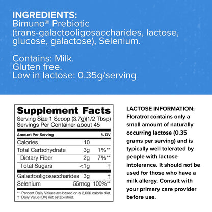 Medtrition Floratrol™ Prebiotic Fiber Powder for Digestive Health – Bimuno® GOS Prebiotic + Selenium – Supports Gut Health & Regularity – Dissolves Clear and Fast, - PrimeBioHealth - canada supplements
