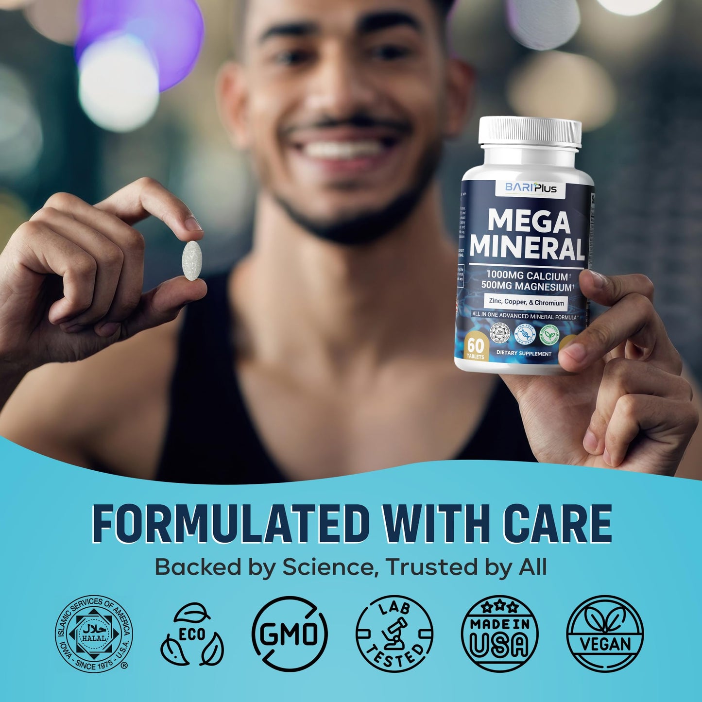 Mega Mineral – Complete Complex with Vitamin D, Calcium, Magnesium, Zinc, Potassium, Boron, Selenium, Chromium & Trace Minerals – Iron-Free – USA Made – 60 Tablets - PrimeBioHealth - canada supplements