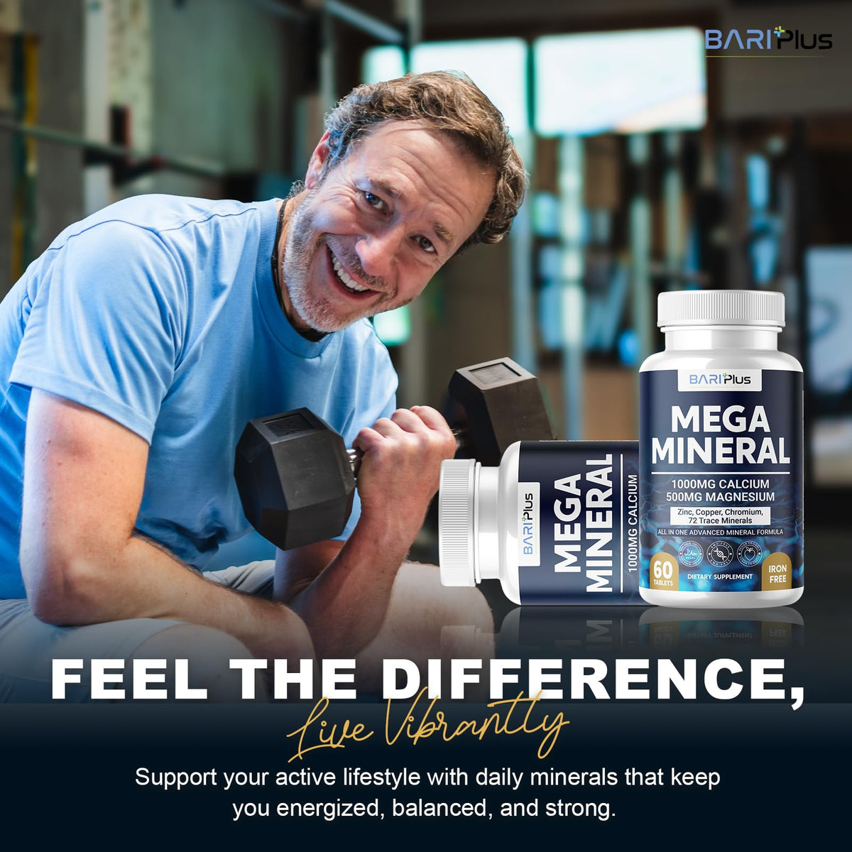 Mega Mineral – Complete Complex with Vitamin D, Calcium, Magnesium, Zinc, Potassium, Boron, Selenium, Chromium & Trace Minerals – Iron-Free – USA Made – 60 Tablets - PrimeBioHealth - canada supplements