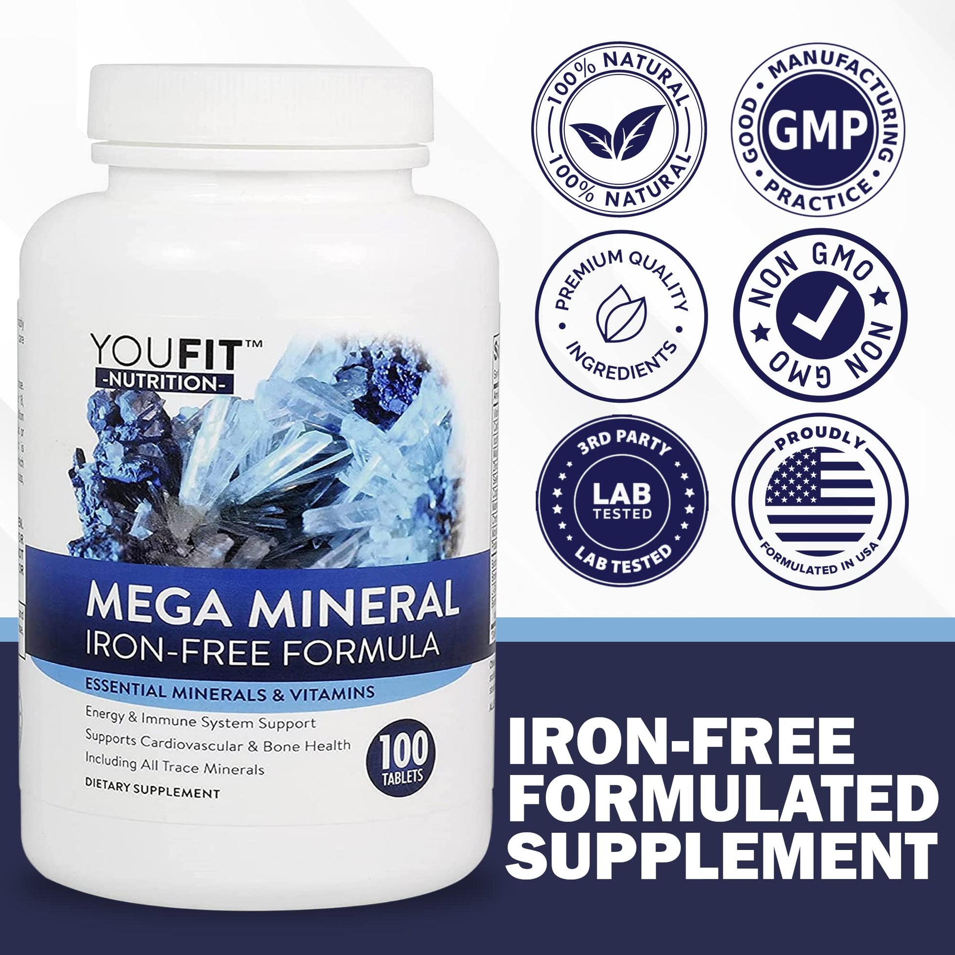 Mega Minerals Supplement by Youfit Nutrition | Trace Minerals | Premium Formula with Source of Minerals and Immune Health Support | Iron Free | All in One - PrimeBioHealth - canada supplements