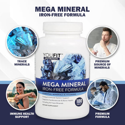 Mega Minerals Supplement by Youfit Nutrition | Trace Minerals | Premium Formula with Source of Minerals and Immune Health Support | Iron Free | All in One - PrimeBioHealth - canada supplements