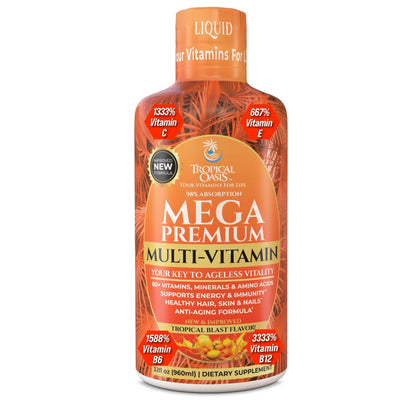 Mega Premium Liquid Multivitamin | Natural Immune Support Vitamin w/ 1333% Vitamin C, 200% D3, Zinc + 20 Vitamins, 70 Minerals, & 21 Amino Acids | Sugar Free - PrimeBioHealth - canada supplements