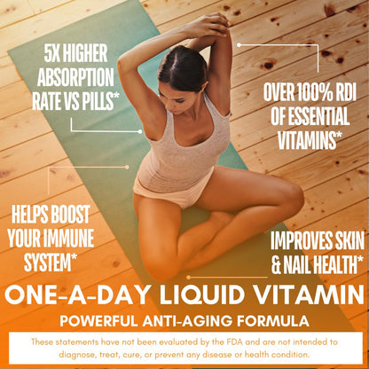 Mega Premium Liquid Multivitamin | Natural Immune Support Vitamin w/ 1333% Vitamin C, 200% D3, Zinc + 20 Vitamins, 70 Minerals, & 21 Amino Acids | Sugar Free - PrimeBioHealth - canada supplements