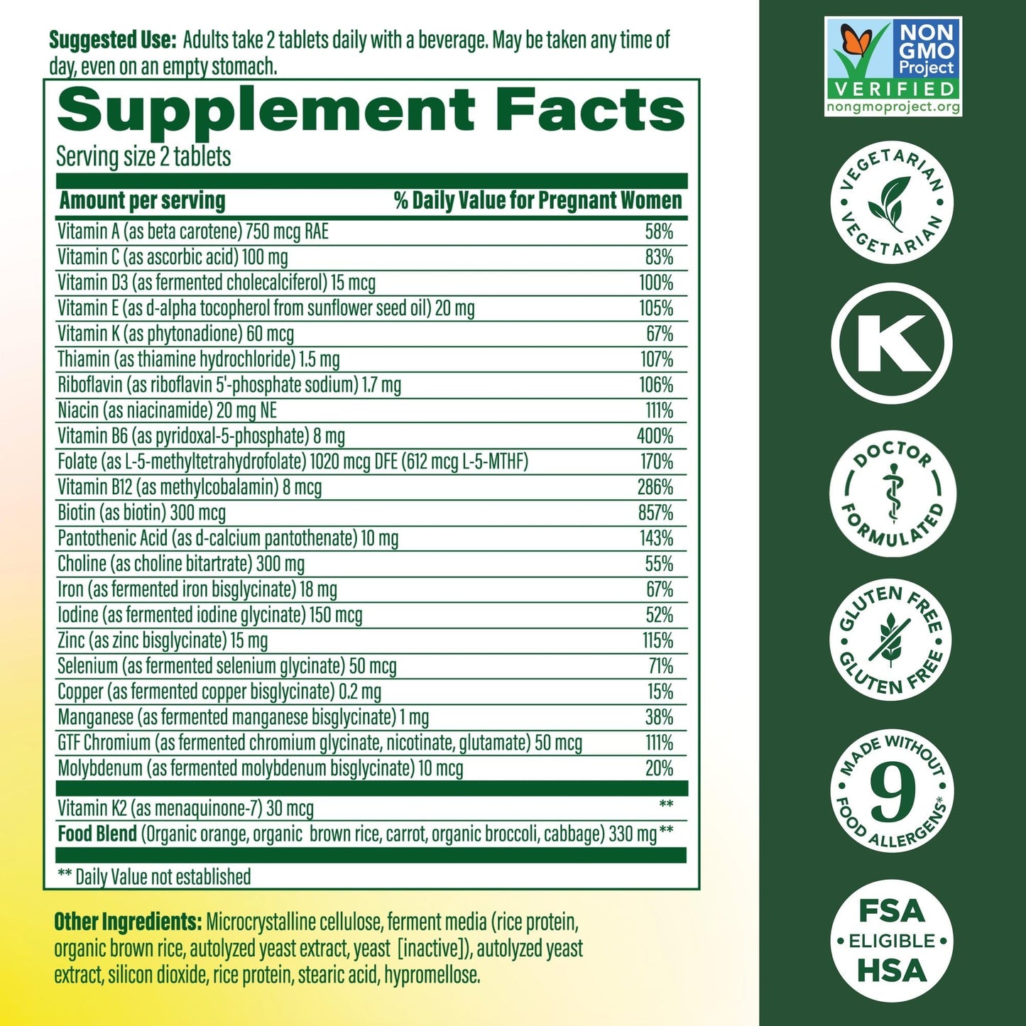 MegaFood Baby & Me 2 Prenatal Vitamin and Minerals - Vitamins for Women - with Folate (Folic Acid Natural Form), Choline, Iron, Iodine, and Vitamin C - PrimeBioHealth - canada supplements