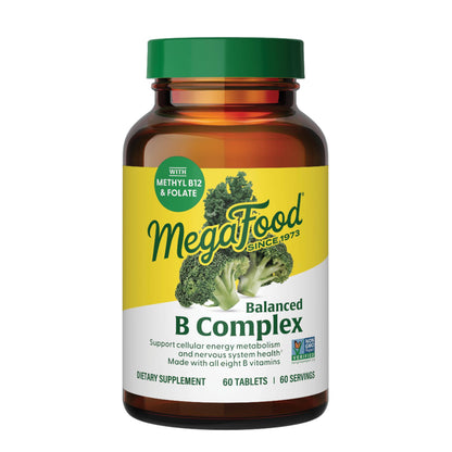 MegaFood Balanced B Complex - B Complex Vitamin Supplement - 8 B Vitamins Including Vitamin B6, Vitamin B12, Folate, Biotin & More - Supports Cellular Energy Production - PrimeBioHealth - canada supplements