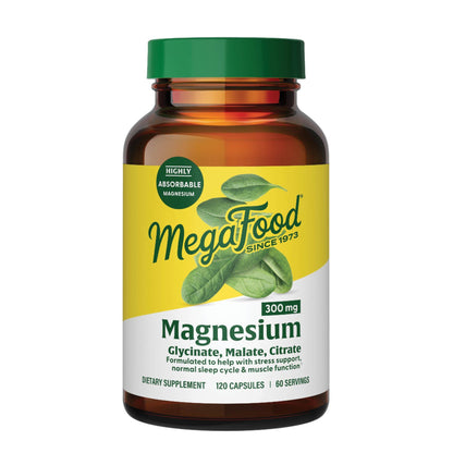 MegaFood Magnesium Glycinate, Citrate & Malate 300mg Supplement - Highly Absorbable Blend to Support Heart, Nerve Health & Relaxation, - PrimeBioHealth - canada supplements