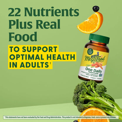 MegaFood One Daily Multivitamin for Women and Men, Immune Support Supplement with Real Food, Vitamin C & Vitamin B, Bone Health, Cellular Energy Metabolism, Vegetarian - PrimeBioHealth - canada supplements