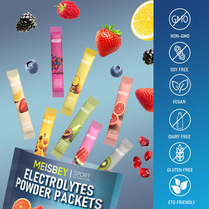 Meisbey Electrolyte Powder Packets – 32 Sticks Sugar Free Hydration Packets, Liquid Daily IV Electrolyte Hydration Powdered Drink Mix with Vitamins & Minerals, Keto Friendly, Vegan, Non-GMO - PrimeBioHealth - canada supplements