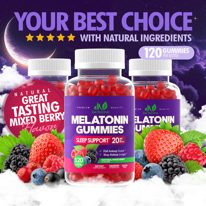 Melatonin 20mg Gummies (120 Count) - Maximum Strength Sleep Support for Adults with 10mg of Melatonin Per Gummy - Gluten-Free, Non-GMO, Vegetarian - PrimeBioHealth - canada supplements
