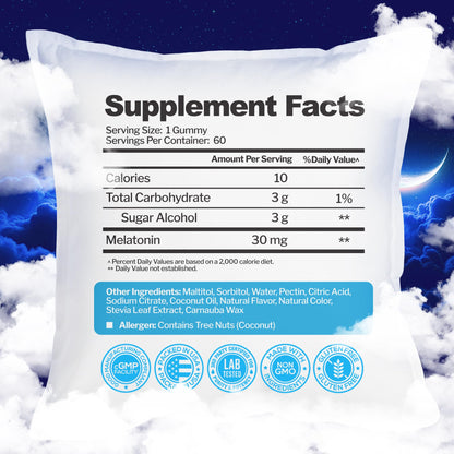 Melatonin 30mg Gummies for Adults (60 Servings) - Maximum Strength Sleep Support with 30mg of Melatonin Per Gummy - Gluten-Free, Sugar-Free, Non-GMO, 100% Vegetarian, - PrimeBioHealth - canada supplements
