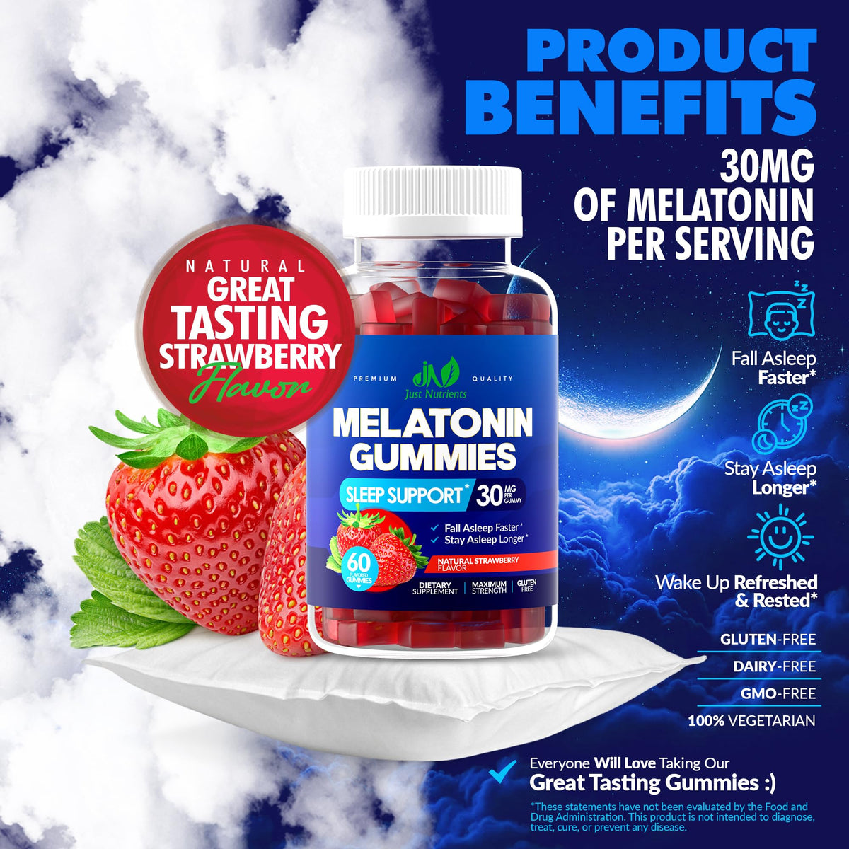 Melatonin 30mg Gummies for Adults (60 Servings) - Maximum Strength Sleep Support with 30mg of Melatonin Per Gummy - Gluten-Free, Sugar-Free, Non-GMO, 100% Vegetarian, - PrimeBioHealth - canada supplements