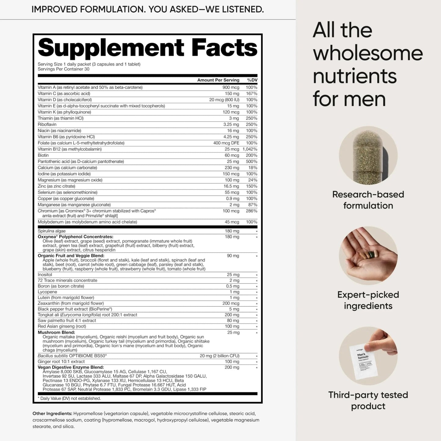 meOrigin Multivitamin for Men, All-in-One Supplement Complex with Zinc, Vitamin D, C, B12, Saw Palmetto, Biotin, Selenium - PrimeBioHealth - canada supplements