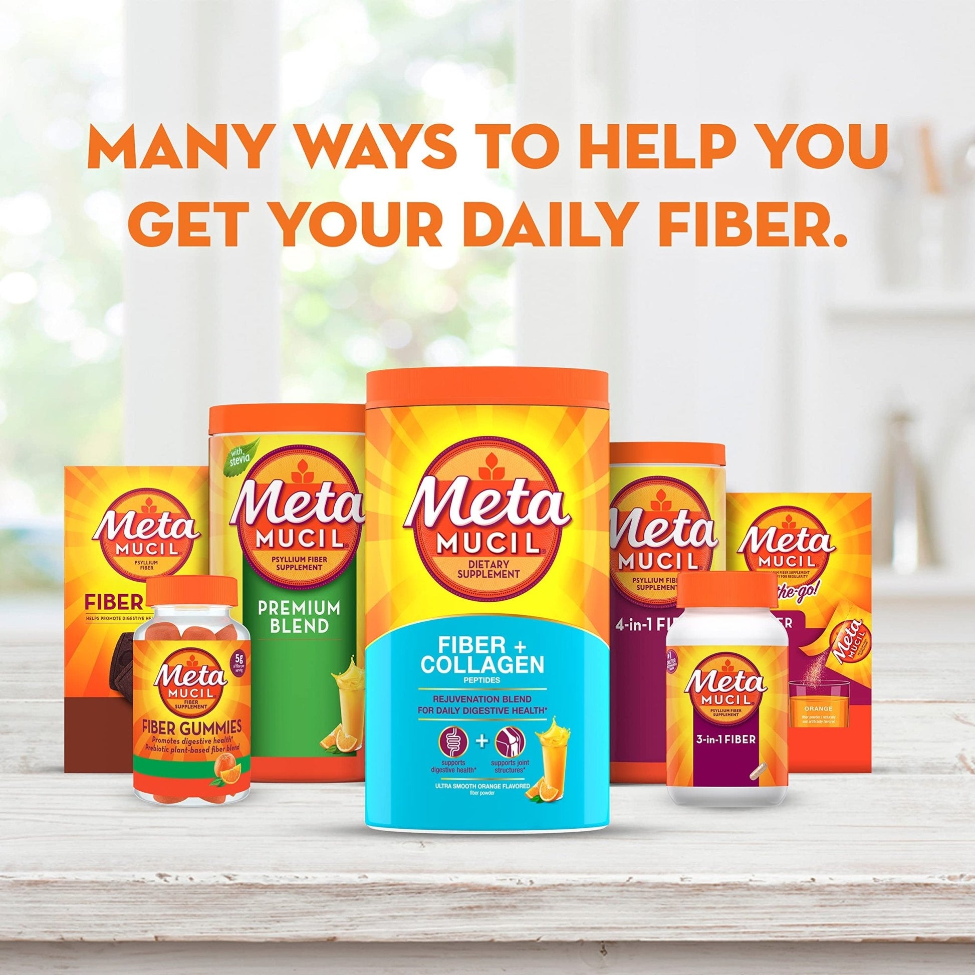 Metamucil Daily Fiber + Collagen, Psyllium Husk Powder, Plant Based Fiber Supplement, Sugar-Free with Stevia, 3-in-1 Fiber Supplement - PrimeBioHealth - canada supplements